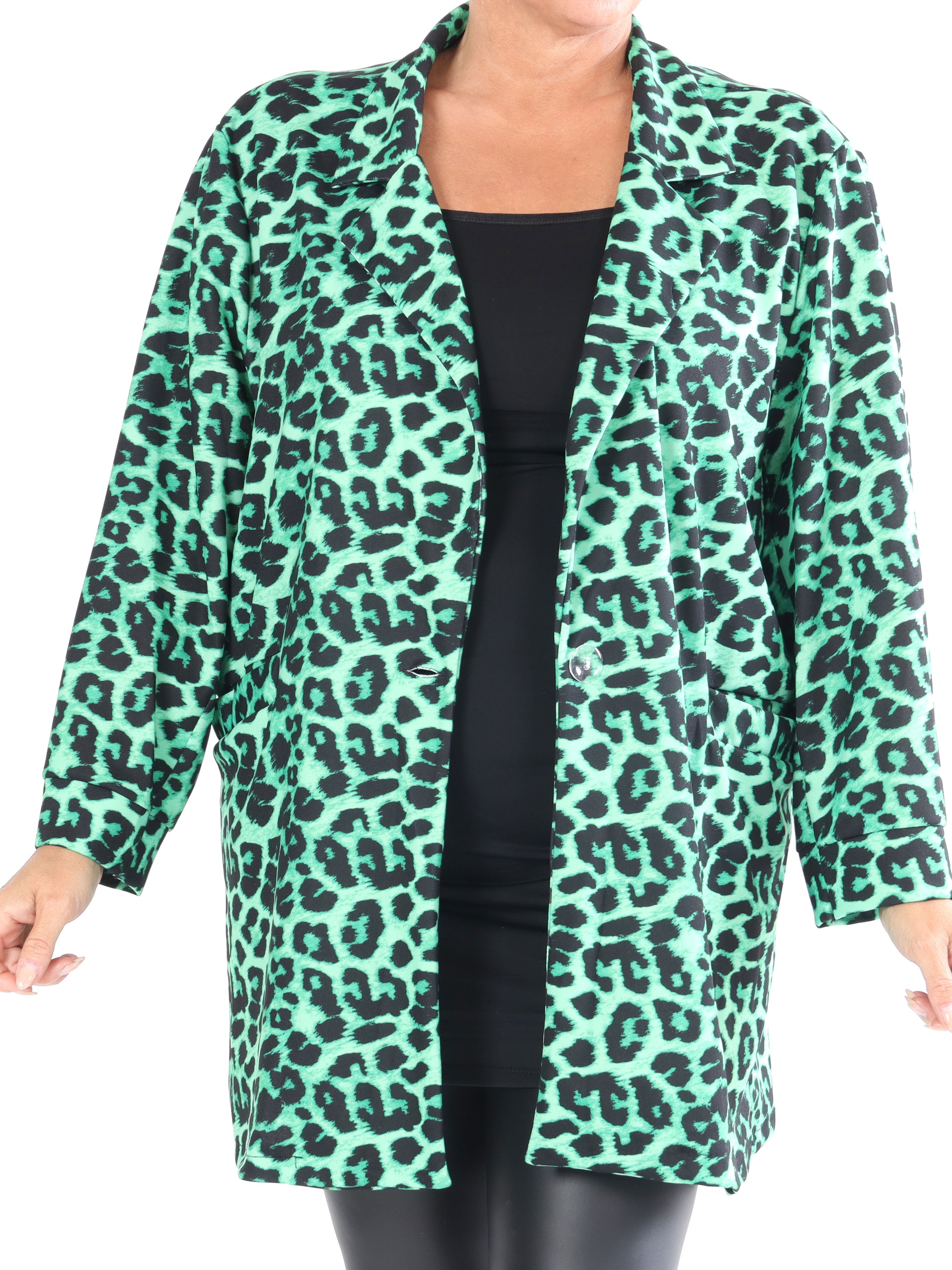 Alberte Leo - Blazer i leopardmönster i stora storlekar